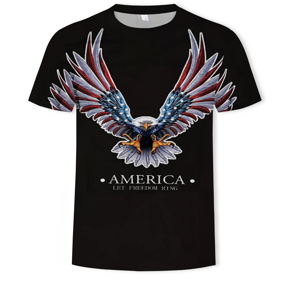 2021 Summer Fashion New Wings Flying Eagle 3D Printed Pattern Men's Trend Short Sleeve Casual T-shirt Top