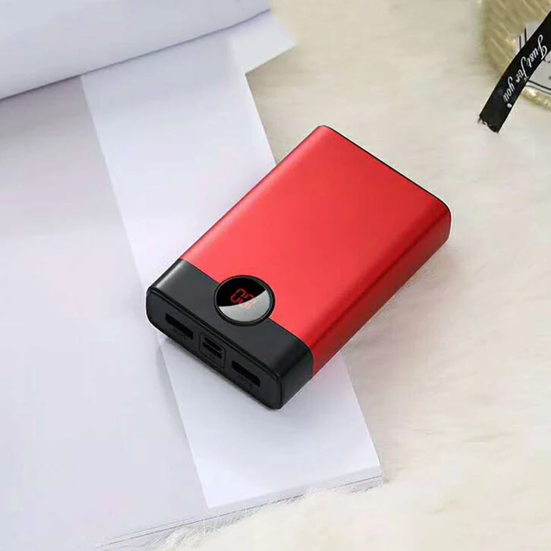 SOODOO внешний аккумулятор 10000 мАч двойной USB портативный lcd Внешний аккумулятор зарядное устройство для мобильных телефонов - Цвет: Red