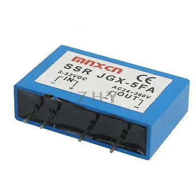 

JGX-5FA Input 3-32VDC Output 24-380VAC SSR PCB Solid State Relay Blue