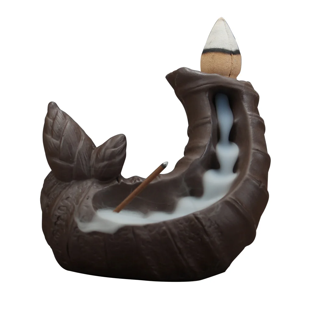 Ceramic Backflow Incense Burner Porcelain Buddhist Censer Holder for Stick Cone Tower Incenses