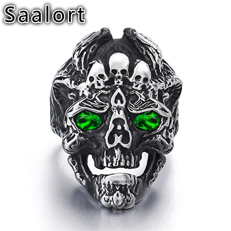 

Retro Devil Skull Alloy Ring with Zircon Inlaid Creative Punk Hip-hop Style Male Finger Jewelry Accessories Gift for Men