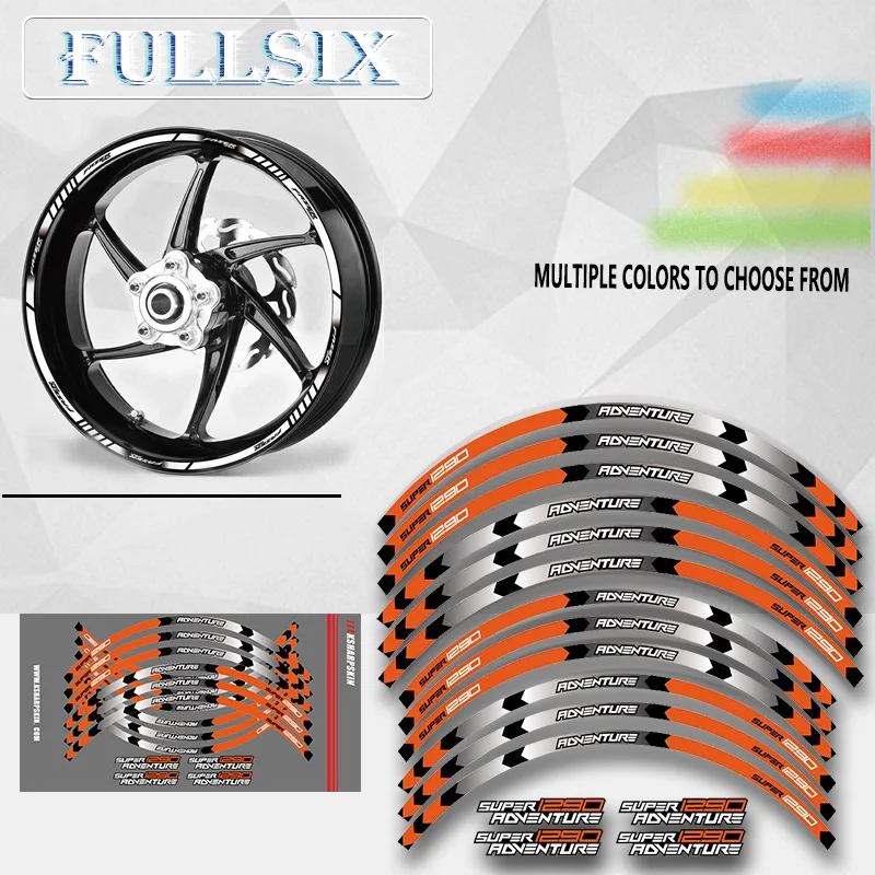 

Motorcycle front and rear wheels Edge Outer Rim Sticker Reflective Stripe Wheel Decals For 2017 KTM 1290 SUPER ADV R/S/T