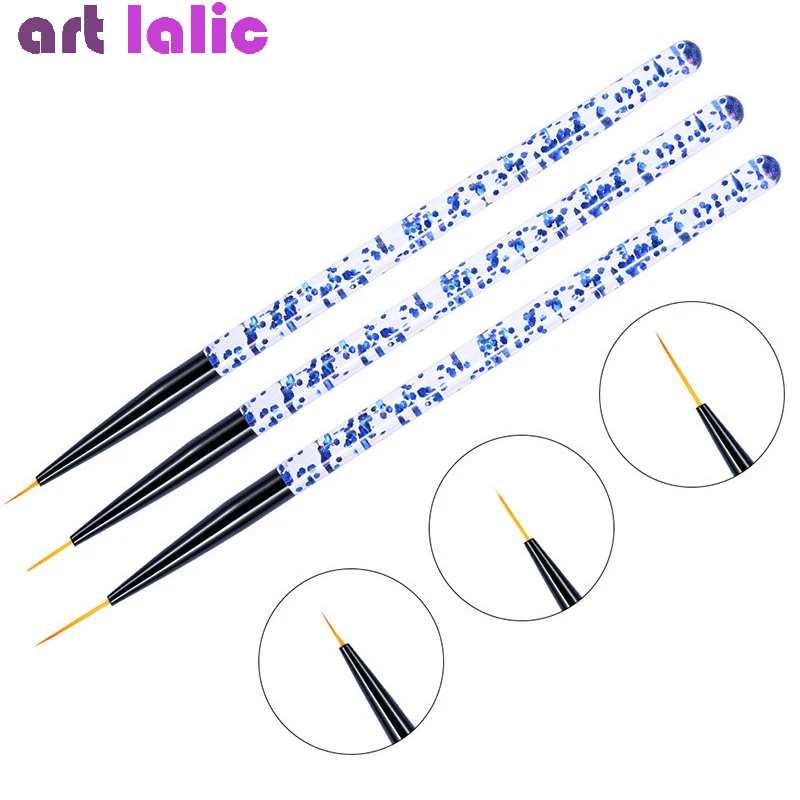 Nail-Art-Line Painting-Pen Liner Manicure-Tool Uv-Gel-Brushes Glitter Crystal Drawing