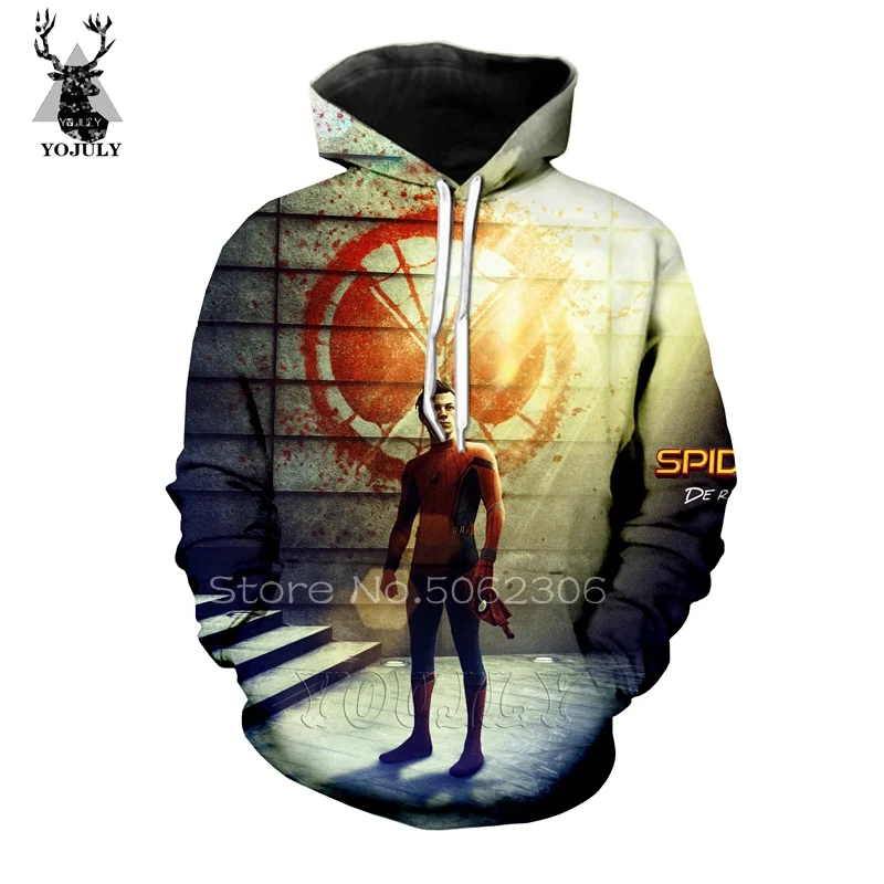 Человек-паук толстовки off white Мужская толстовка фильм 3d принт Marvel супергерой хип хоп Уличная пуловер странные вещи A76 - Цвет: 12
