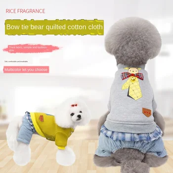 

2019 Dog Clothes 19 Bow Tie Bear Cotton-padded Clothes Cartoon Teddy Bear Cotton Pet Clothes