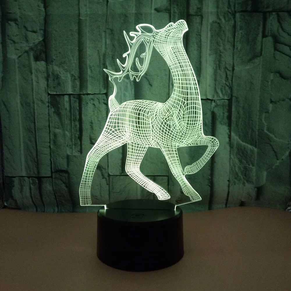 

New Style Sika Deer Colorful Touch 3D Lamp 3D Acrylic Visual Lamp Gradient Touch Small Night Lamp Illusion Lamp