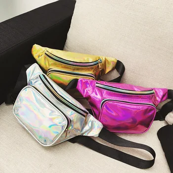 

2020 spring and summer female personality reflective laser disco bag chest pockets outdoor sports bag shoulder messenger bag Col