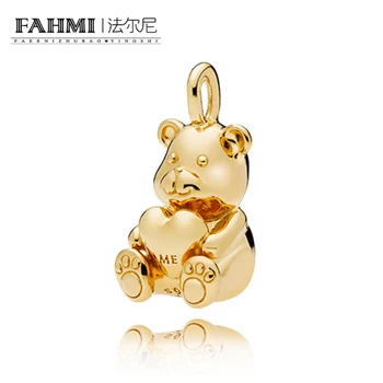 

FAHMI 100% 925 Sterling Silver 1:1 SHINE BEAR PENDANT 2019 New DIY Women's Necklace Fine Wedding Original Gift 367237