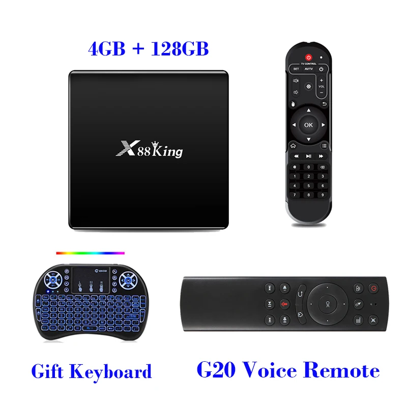 ТВ приставка LEMFO S922X Android 9,0 Bluetooth 5,0 X88 King 6 ядер 64 бит 4 Гб Ram 128 ГБ Rom 1000M Ethernet Wifi 2,4G/5G Android tv Box - Цвет: Box2 I8 Voice Remote