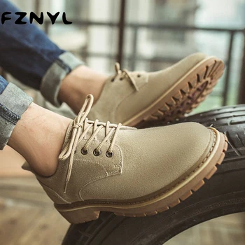 

FZNYL Genuine Leather Men Casual Shoes British Style boots Comfortable Men Fashion Walking Shoes Big Size 38-44 safety shoes