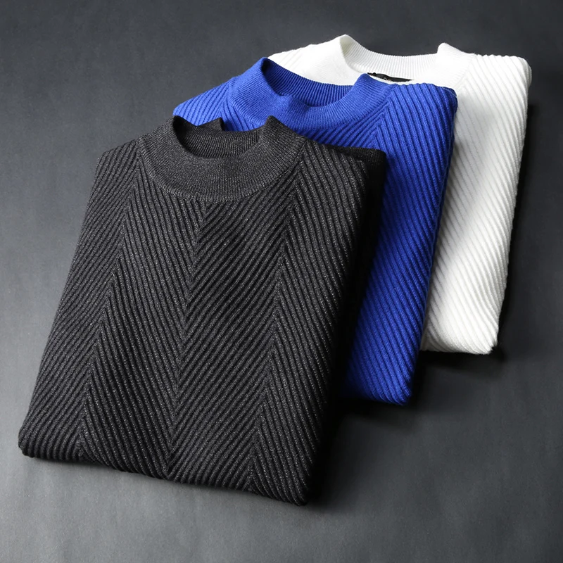 JSBD brand light luxury autumn and winter new semi-turtleneck pure color sweater men thickened warm jumper