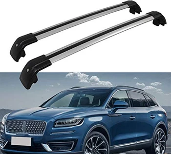 

2Pcs Lockable Crossbars Cross Bar Roof Rack Rail Holder Cargo Carrier Fit for Lincoln Nautilus 2019 2020 - Silver