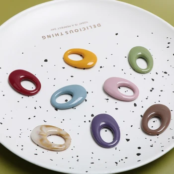 

Retro Smudge Solid Color Geometry Ellipse Hollow out Acrylic Circular Ring DIY Ornament Earrings Nail Accessories Material