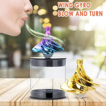 

DishyKooker Children Gyro Wind Blow Turn Spinning Top Office Desktop Gyroscope Ball Toy Stress Relief Dreidel Kid Christmas Gift