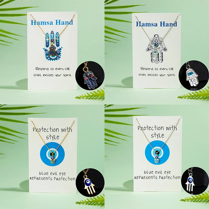 

Rinhoo 1PC Trendy Popular Alloy Palm Lucky Evil Eye Pendant Link Chain Necklace For Women Men Fashion Jewelry Gift