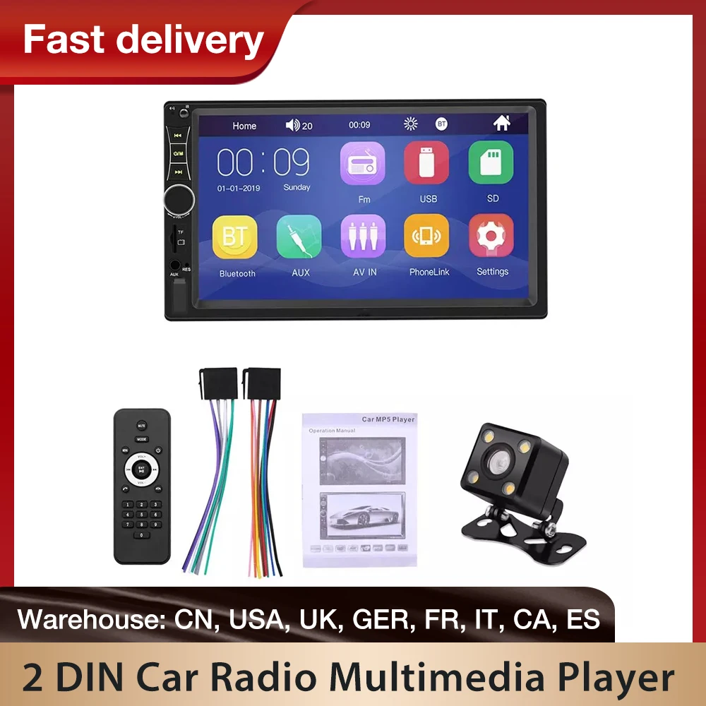 Автомагнитола 2 Din автомобильный мультимедийный плеер с Bluetooth Mp5