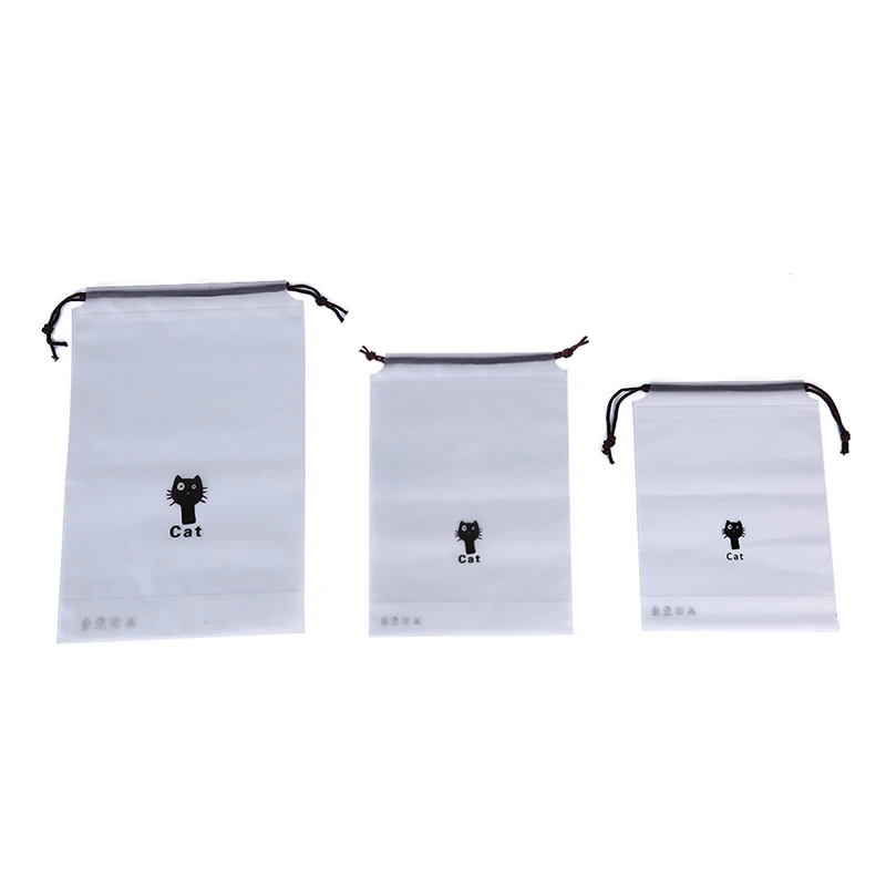 3 шт Водонепроницаемый Кот drawstring сумки косметическая коробка дорожный мешочек для хранения