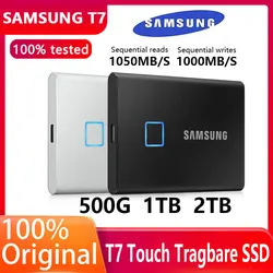 Samsung t7 toque tragbare ssd 500gb usb 3,2 1tb 2 impressão digital anerkennung entsperren typ c interface externe unidade de estado sólido