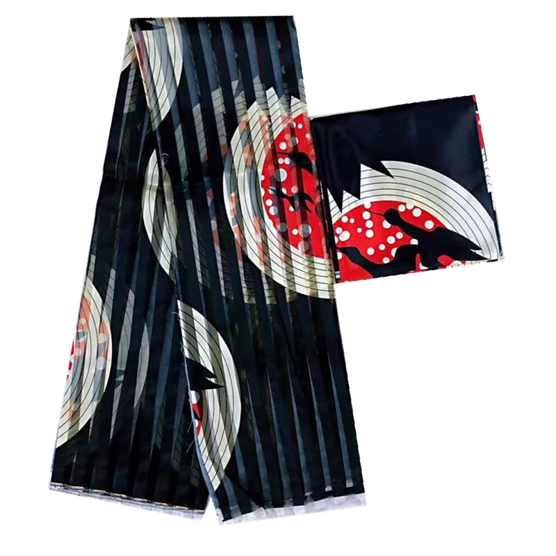 Лучшее качество африканская восковая лента шелковый воск Анкара атласная ткань органза ткань 4 ярдов с 2 ярдов шелк для платья Горячая распродажа