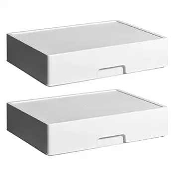 

2pcs Plastic Drawer Storage Box Oragnizer Storage Container With Label Multi Function Drawer Storage Box For Home Office