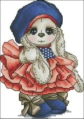 Flower Fairy rabbit cross stitch package cartoon animal 14CT cloth cotton thread embroidery DIY handmade needlework - Цвет: Коричневый
