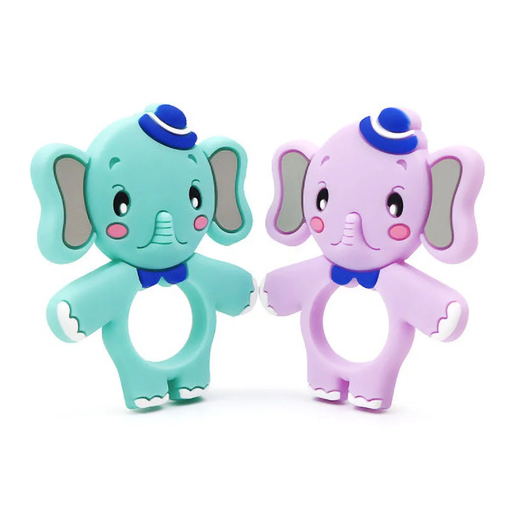 10 Colors Baby Silicone Teethers Food Grade Silicone Cartoon Elephant Teether DIY Teething Toys For Teeth Infant Baby Teethers