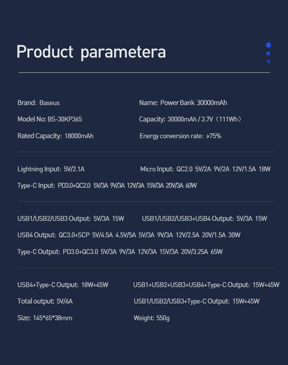 best portable phone charger Baseus 65W Power Bank 30000mAh USB C PD Quick Charge 20000 Powerbank Portable External Battery Charger For iPhone Xiaomi Laptop best portable power bank