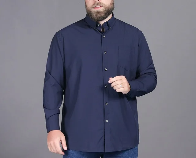 Высокое качество плюс размер 8XL 9XL 10XL мужская деловая рубашка простое платье с длинными рукавами рубашка офисная рубашка деловая футболка оверсайз синий 56 - Цвет: NAVY BLUE
