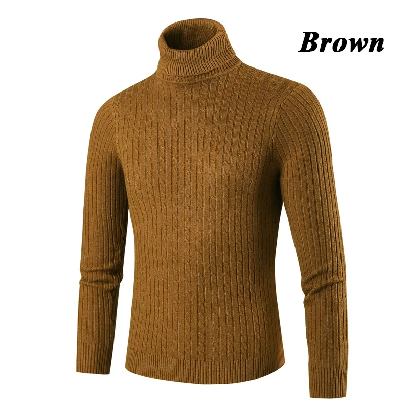 Men's Solid Casual Long Sleeve Turtleneck Sweater Knitted Ribbed Slim Fit Pullover Thermal Sweater high neck sweater men