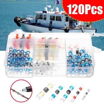 

120Pcs Waterproof Solder Seal Wire Connectors Heat Shrink Solder Butt Connector Insulated Electrical Butt Terminals Wire Splice