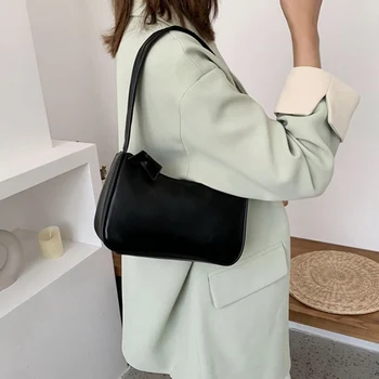 

Pure Color Underarm Bag For Women Girls PU Leather Messenger Shoulder Bag Ladies Candy Color Fashion Shoulder Bag Dropship