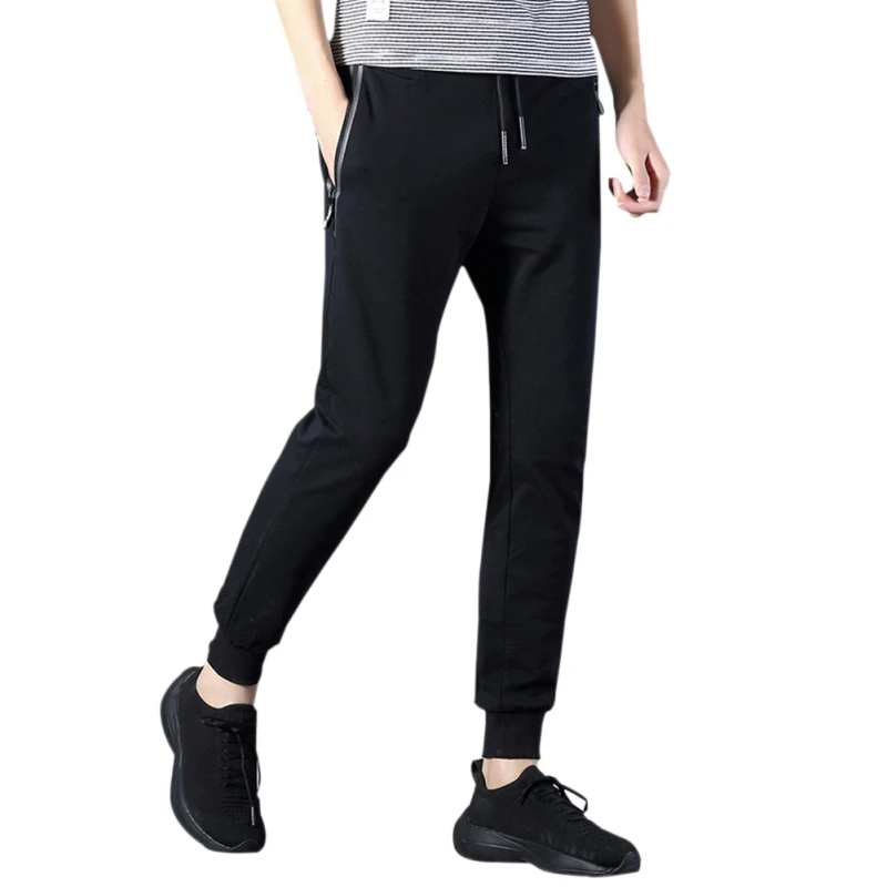 Autumn New Men\'s Trousers Fashionable Pants for Male Slant Zipper Pocket Tether Belt Pure Color Casual Pants Trouser