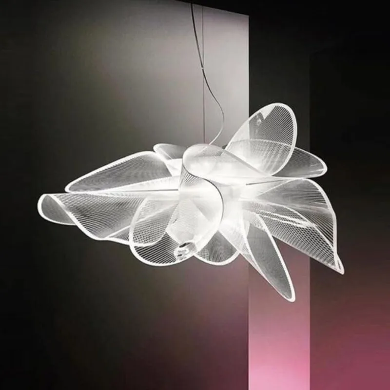 

Simple Modern Flower Pendant Lights Italian Designer White Flower Hanging Lamp Bar Cafe Decorative Lamps Nordic Bedroom Lamp