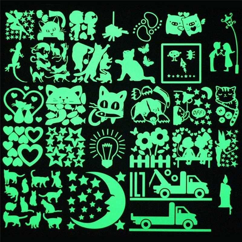 Cartoon Luminous Switch Sticker Glow in the Dark Wall Stickers Home Decor Kids Room Decoration Decal Cat Fairy Moon Star | Дом и сад