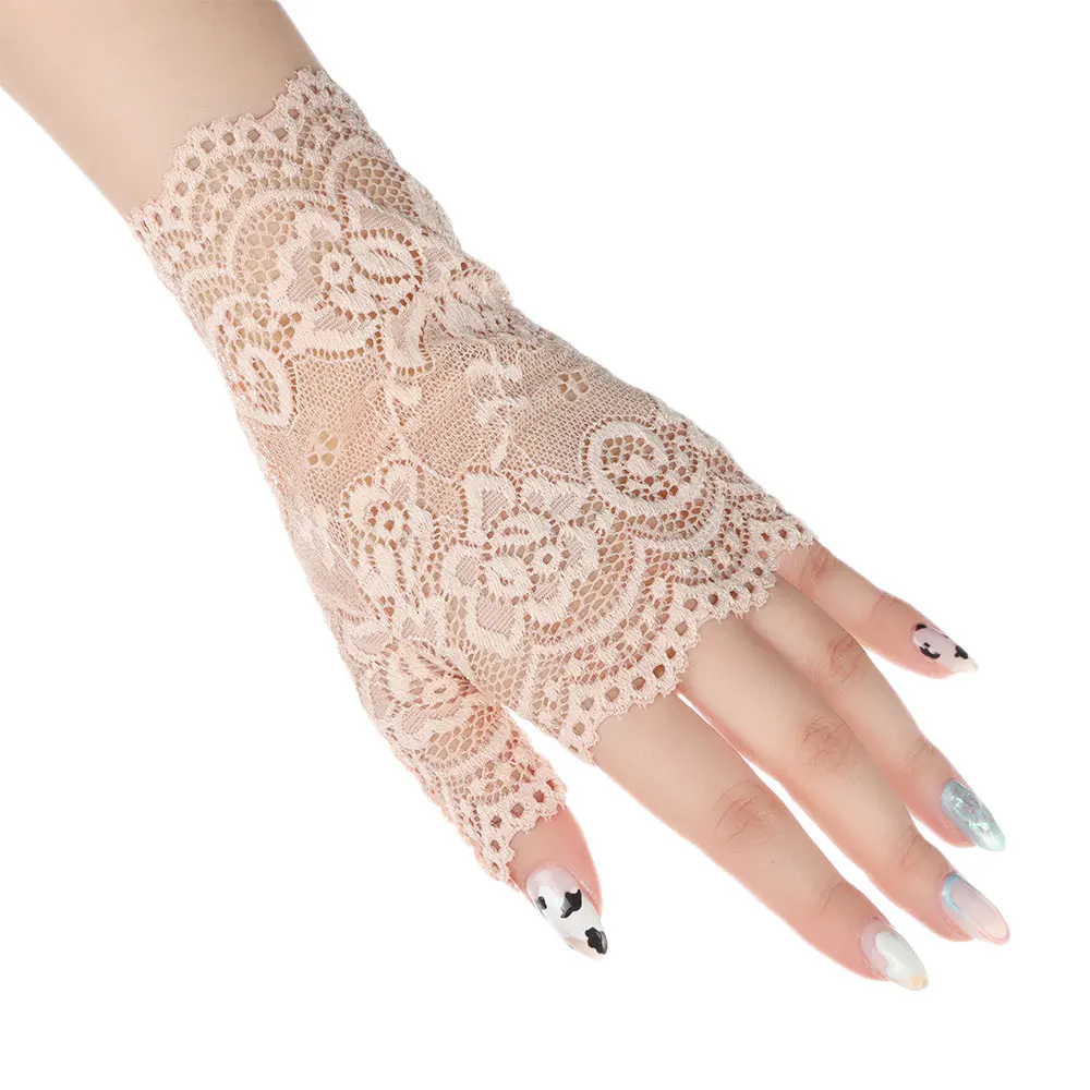 1 paar Mode Frauen Spitze Handschuhe Elastische Frühling Sommer Sonnenschutz Kurze Finger Driving Handschuhe Halbe Finger Handschuhe – Detail 8