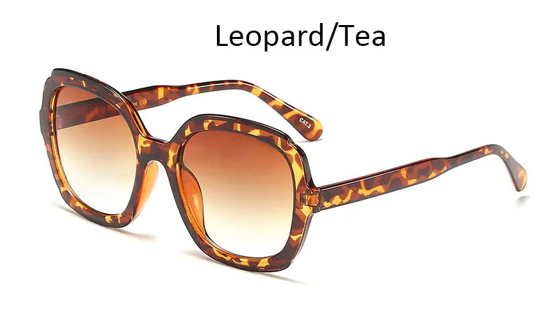 Leopard Tea Сексуальные леопардовые Солнцезащитные очки женские модные брендовые дизайнерские роскошные солнцезащитные очки с большой оправой 90s женские квадратные градиентные линзы Oculos De Sol - Цвет линз: Leopard Tea
