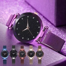 

Luxury Starry Sky WomenWatch Rhinestones Quartz Ladies Watch Thin Steel Female Waistwatch