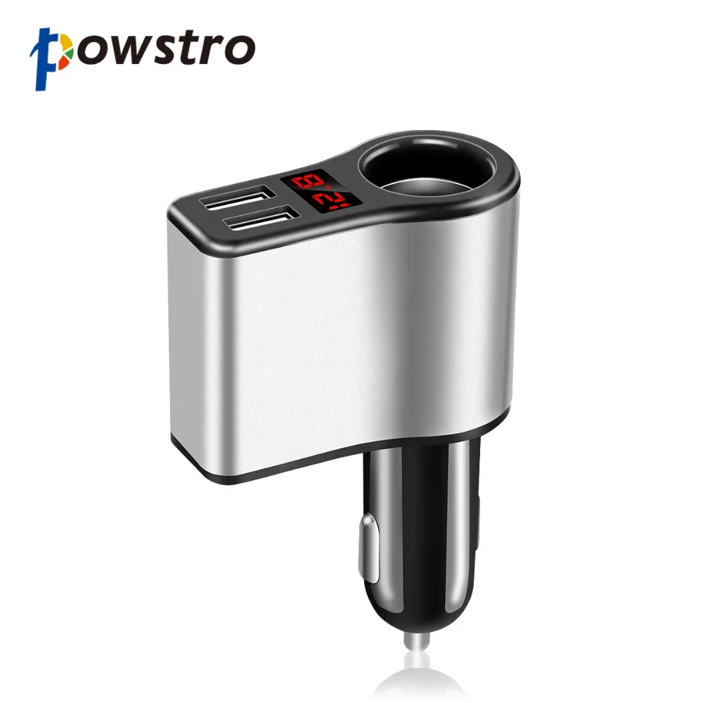 Powstro металлическое зарядное устройство для автомобиля 3.1A двойной USB телефон зарядное устройство вольтметр Текущий монитор адаптер с легкосплавные диски для умной зарядки