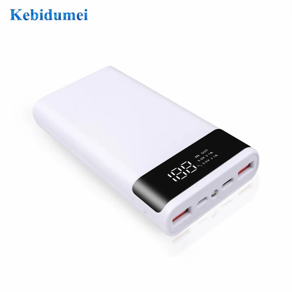 

kebidumei Portable 6x18650 Power Bank Battery Box Shell Case DIY Type-C Micro USB Mobile Phone Charger Box Case Fast Charging