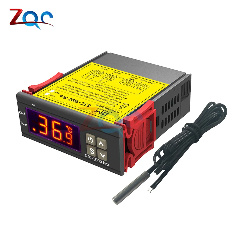 220-240V LCD Digital Temperature Controller Thermostat with Sensor STC-1000 