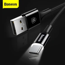 Baseu lumière LED type-c USB c câble données synchronisation USB-C Type C chargeur pour Samsung S9 S8 Oneplus 5 5t Nexus 5X 6P câbles de téléphone portable