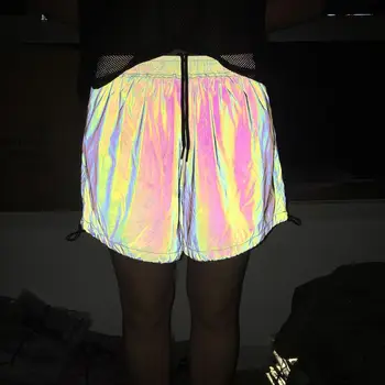 

Reflective shorts glowing pockets pants men and women casual hip pop streetwear short trousers colorful clothes beach shorts