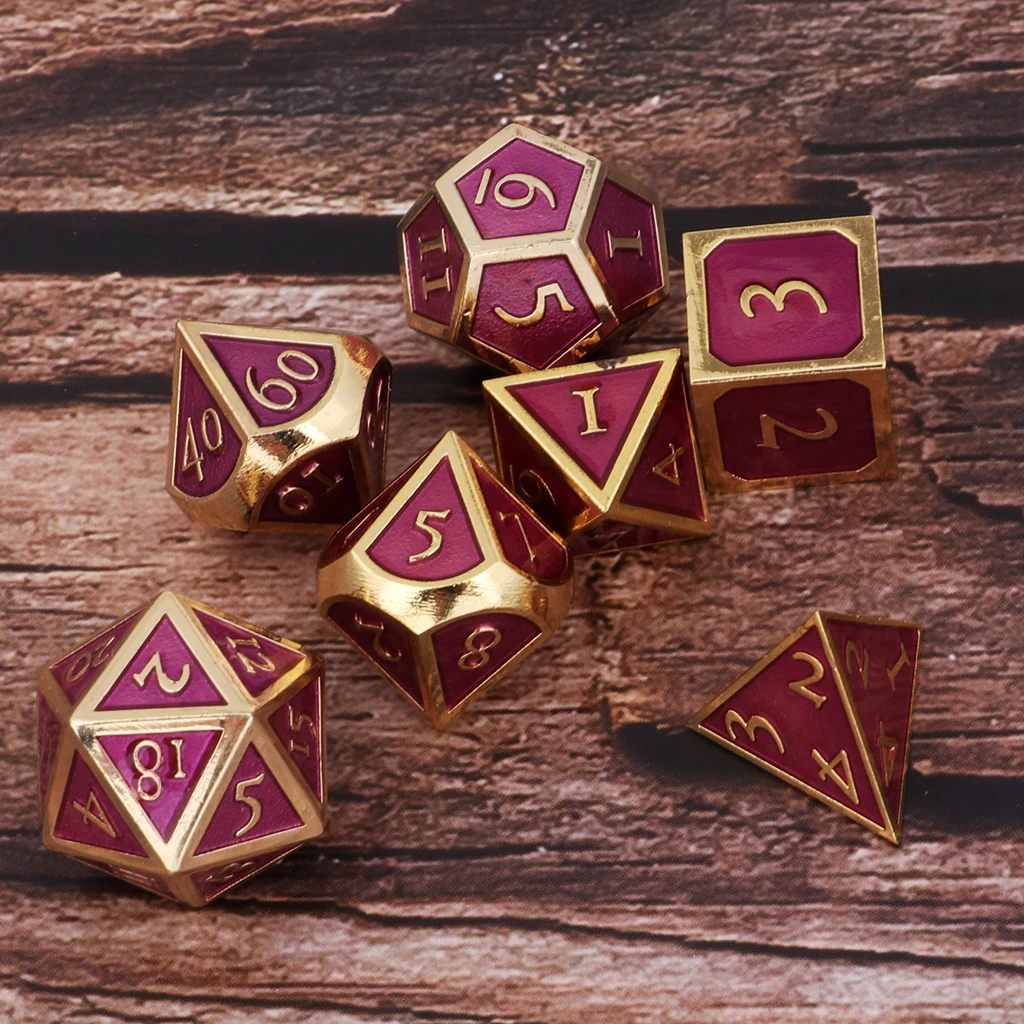 7 Pieces Zinc Alloy Polyhedral DND Dice Sets 7-Die Metal Dice for Dungeons and Dragons Pathfinder DND RPG MTG Table Gaming Dice