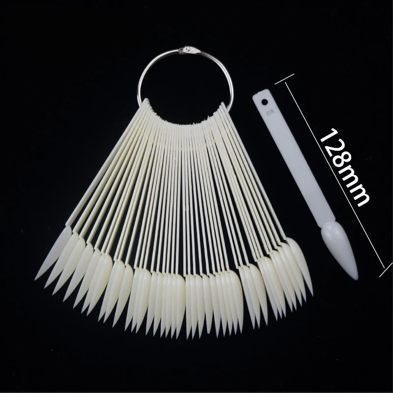 1Set False Nail Tips Nail Art Display Practice Acrylic Nature Clear Fan Finger Full Card Chart UV Gel Polishing Tools Manicure