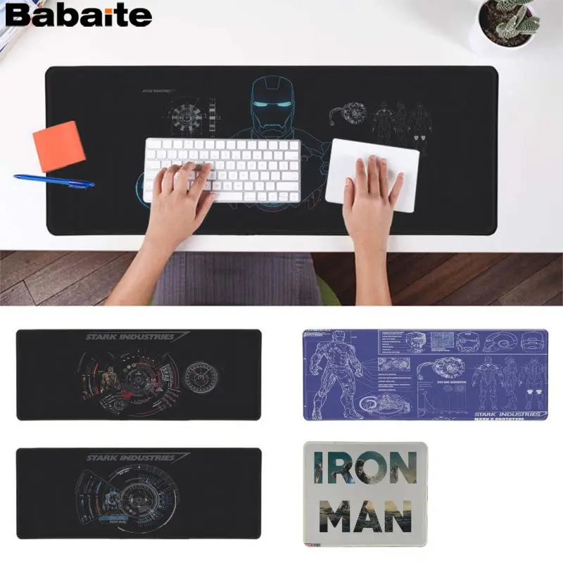 

Babaite Simple Design Marvel Iron Man Natural Rubber Gaming mousepad Desk Mat Rubber PC Computer Gaming mousepad