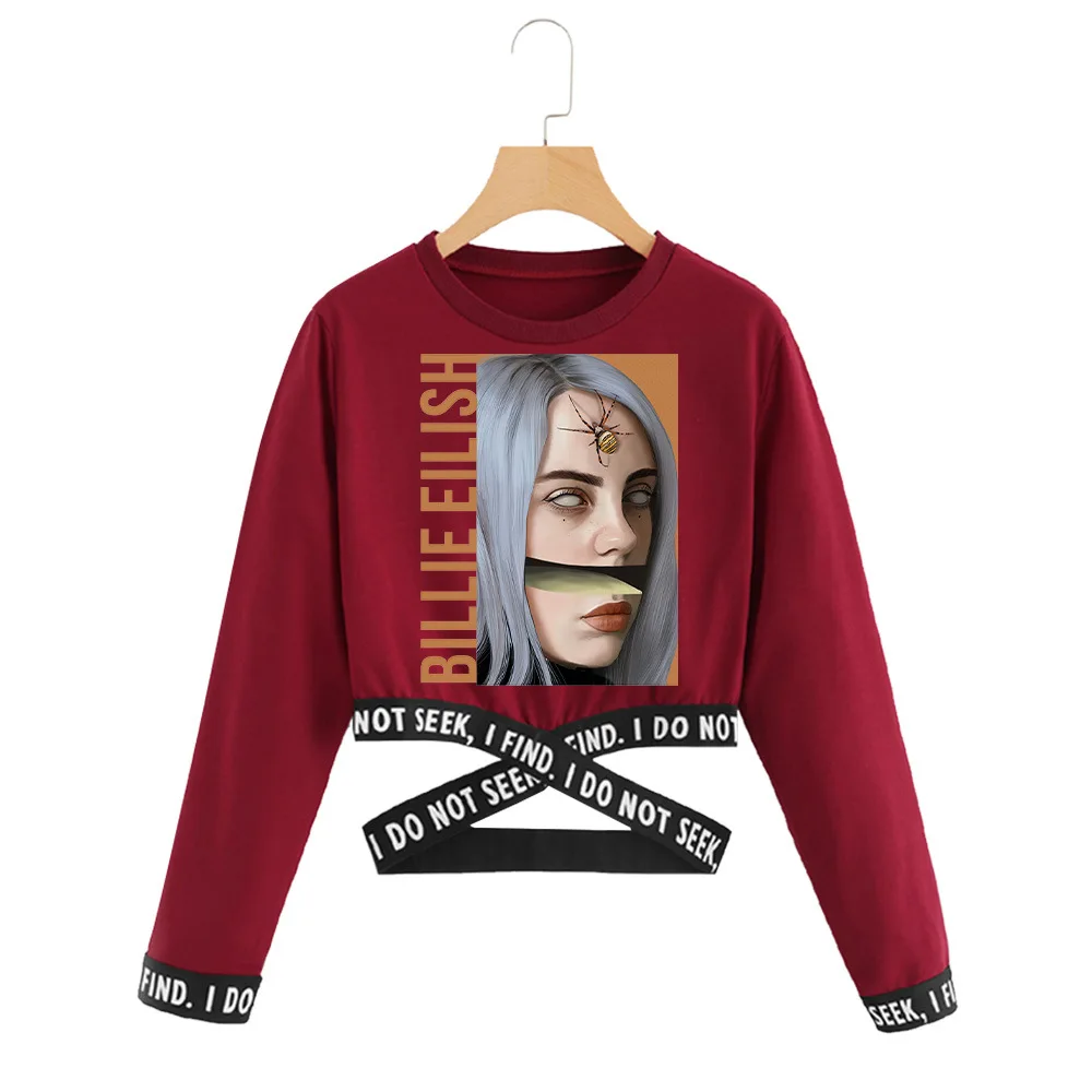 Billie Eilish уличная модная толстовка с капюшоном для женщин и мужчин, пуловер с капюшоном и длинным рукавом, Спортивная Толстовка в стиле хип-хоп, одежда для девочек, Топ - Цвет: red - style 5