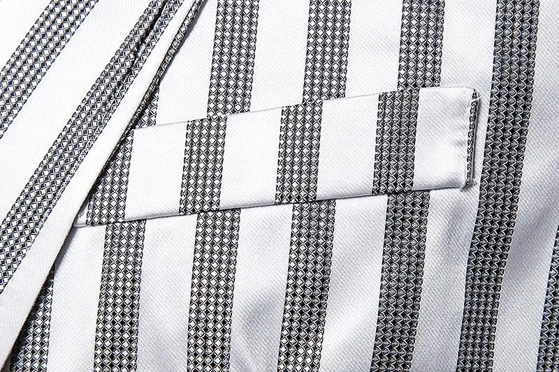 Смокинги в полоску Мужской Блейзер Куртка Slim fit Свадебные костюмы для мужчин пальто мода черный Золотой