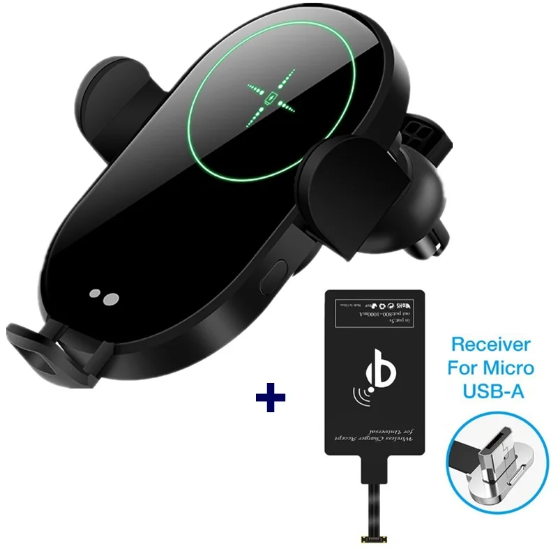 For Micro USB A Tongdaytech 15 Вт Qi автомобильное беспроводное зарядное устройство для Iphone 8 X XS 11 Pro MAX автомобильное крепление Быстрое беспроводное зарядное устройство для samsung S10 S9 S8 Plus - Тип штекера: For Micro USB A