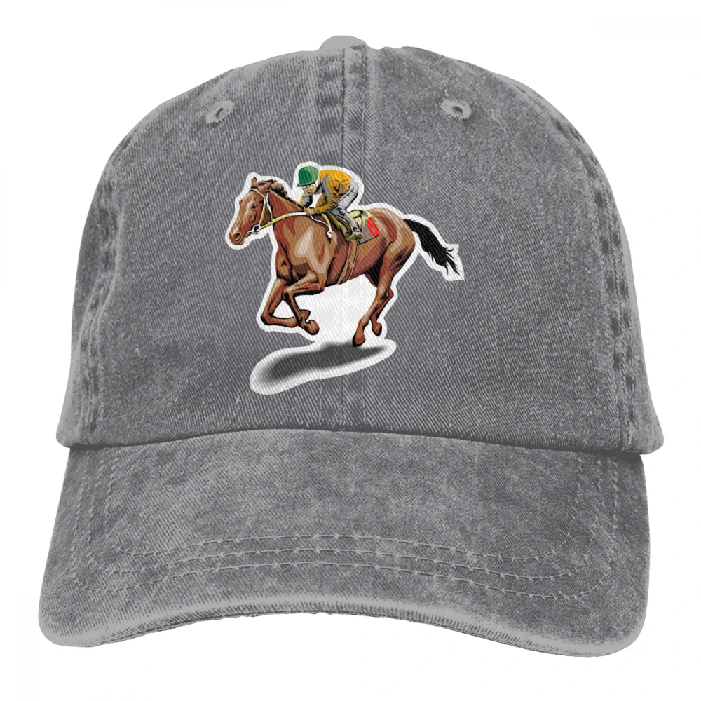 Гонка лошадь Casquette черный унисекс Мужские Женские джинсовые бейсболка с ремешком кепки Регулируемый Гольф папа шляпа