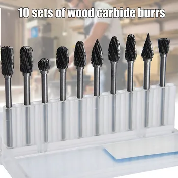 

10pcs Carbide Rotating Woodworking File Milling Cutter Wood Carving Drill Bit Set CLH@8